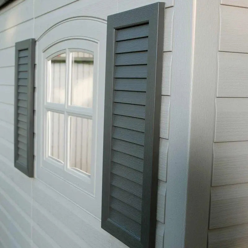 Plastic Tool Shed  15 ft W x 8 ft D, Side-Entry Design, UV-Resistant Polyethylene Construction