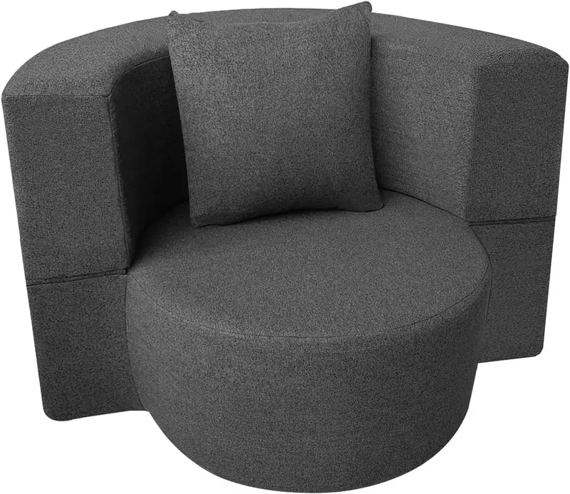 60-Inch Pull-Out Sofa Bed with Memory Foam Mattress, Two Pillows & Futon-Style Guest Bed Design