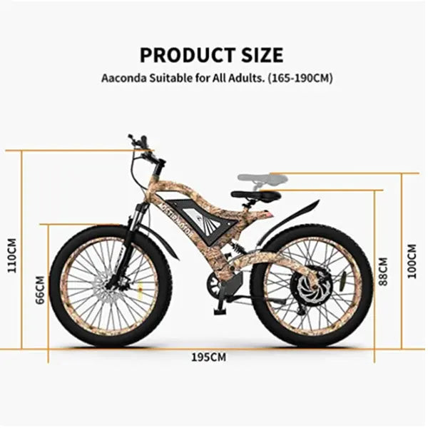 Aostirmotor 1500W Fat-Tire E-Mountain Bike  26″ Tires, 48V 15Ah Battery, Aluminum Frame, Shimano 7-Speed, Hydraulic Disc Brakes