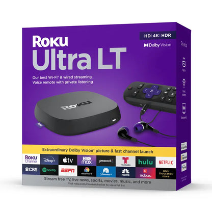 Roku Ultra LT (2021) 4K HDR Streaming Player with Dolby Vision, Voice Remote, and HDMI Cable