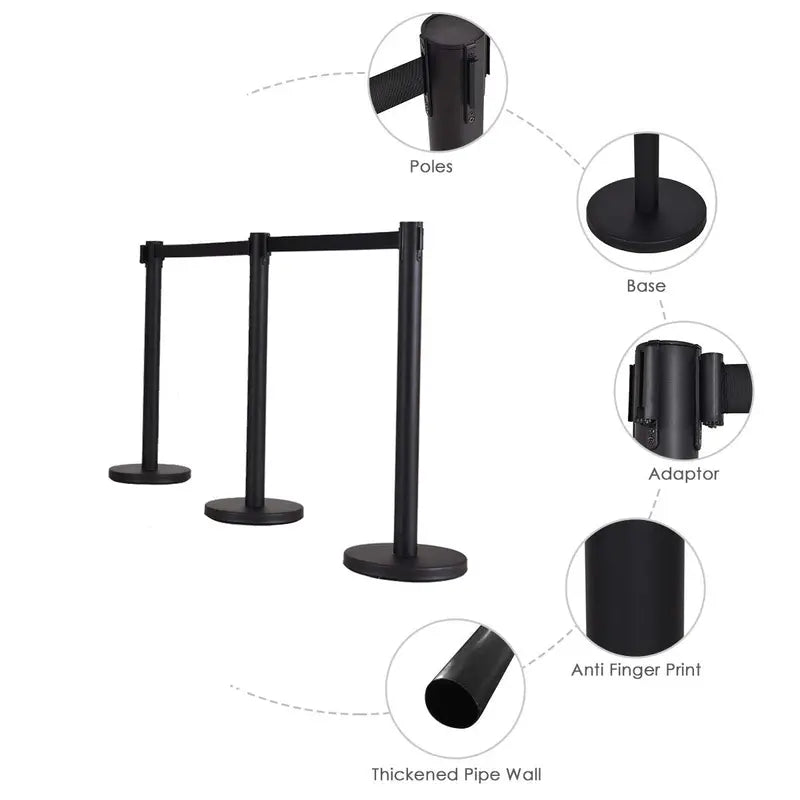 6-Piece Retractable Belt Stanchion Set for Crowd Management and Event Layouts