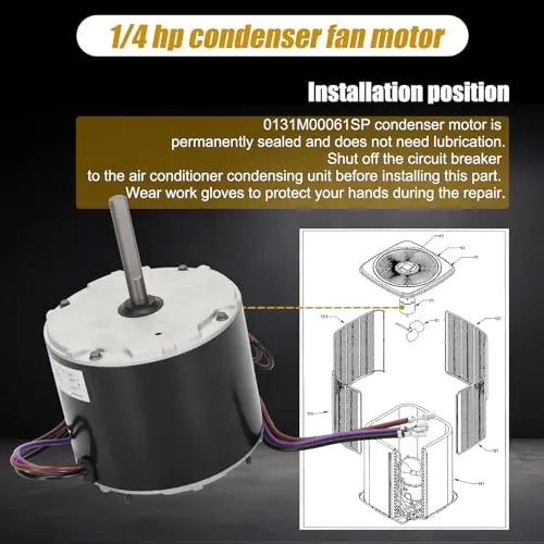 1/4 HP Condenser Fan Motor  Replaces Goodman 0131M00061SP, YDK-180S84062-01 | Zongshan Broad-Ocean 830 RPM 208/230V