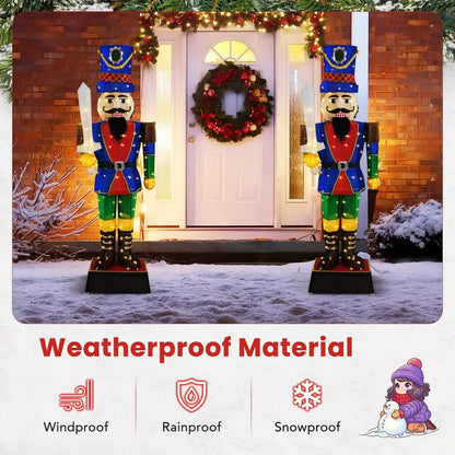 6-Foot Lighted Nutcracker Soldier — Life-Sized Holiday Decoration with Sword and 110 Warm White LEDs