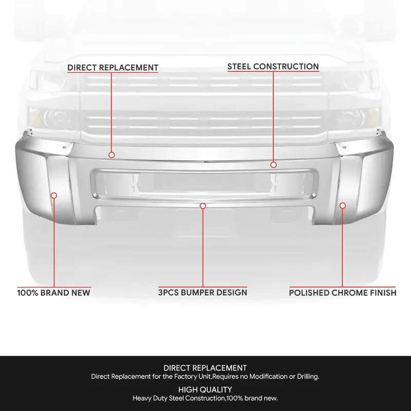 Modular Front Bumper for 20152019 Chevy Silverado 2500/3500 HD  No Parking Sensor Cutouts