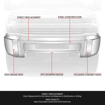 Modular Front Bumper for 20152019 Chevy Silverado 2500/3500 HD  No Parking Sensor Cutouts