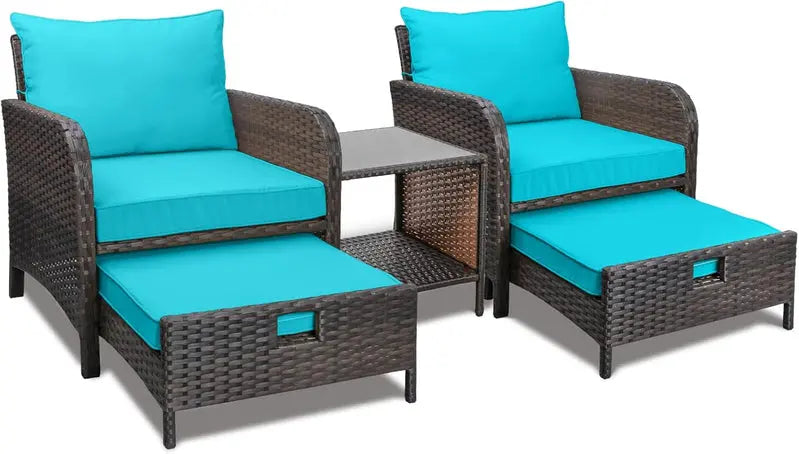 Leveleve 5-Piece Balcony Conversation Set  Compact Patio Furniture with Weather-Resistant Design