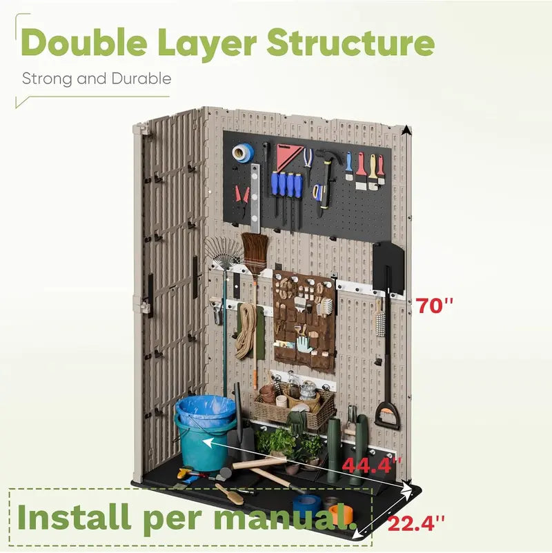 Devoko Weatherproof Outdoor Storage Cabinet  26 Cu Ft Horizontal Patio Box with Lockable Doors