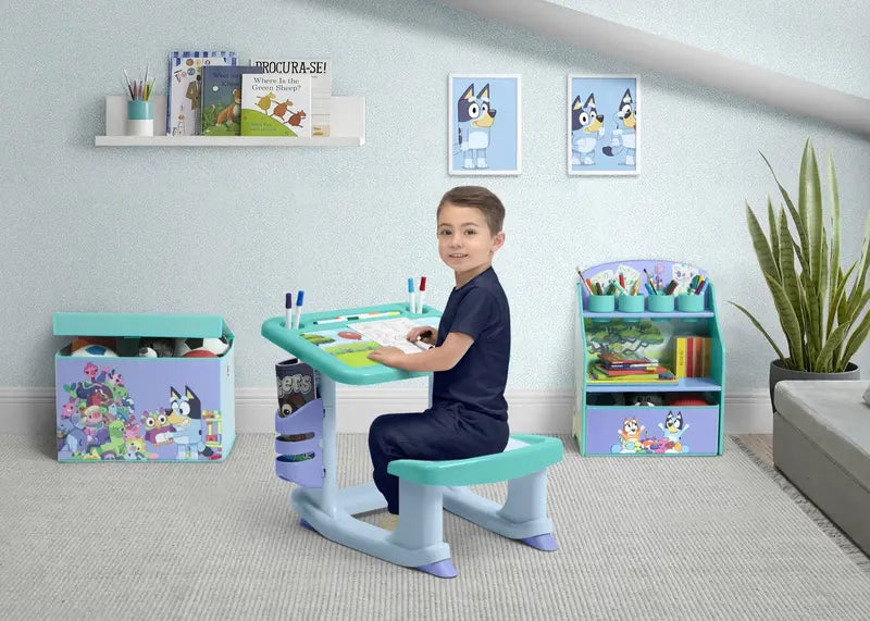 Delta Children Bluey 3-Piece Toddler Room Set: Desk, Art Station, Toy Box