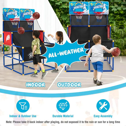 Dual-Player Kids’ Basketball Arcade Game with 4 Balls and Inflation Pump