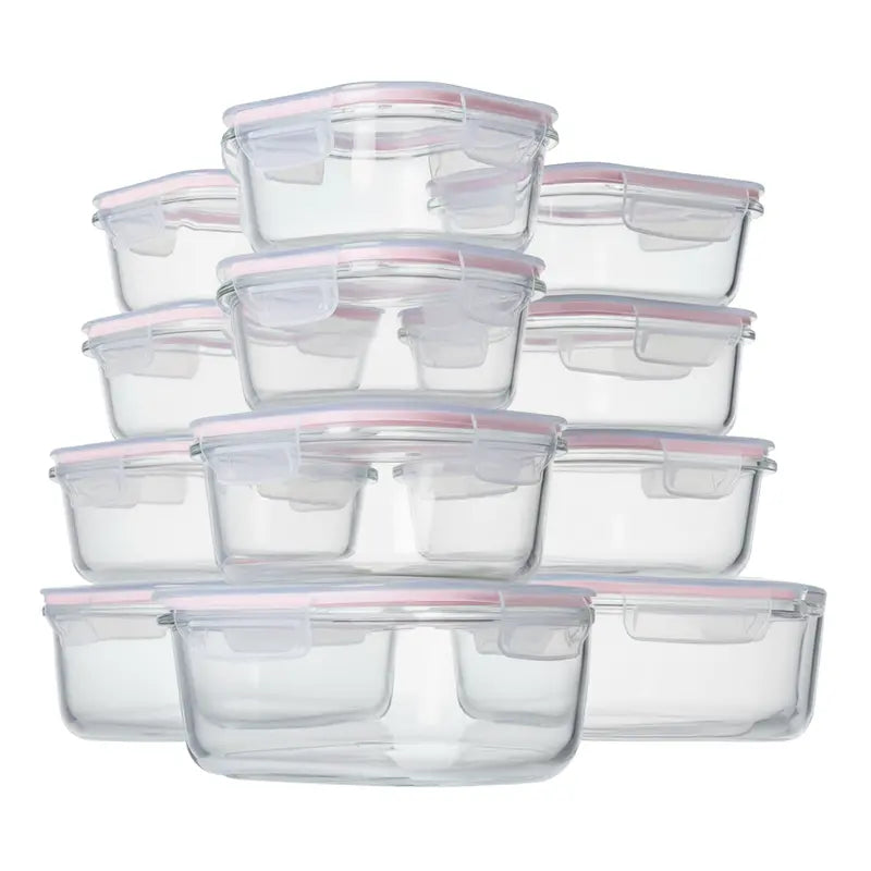 12-Piece Borosilicate Glass Food Storage Set with Airtight Lids & Stackable Design