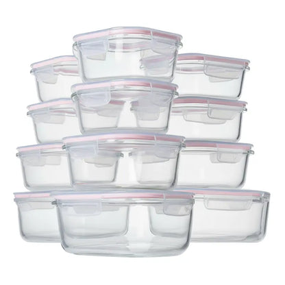 12-Piece Borosilicate Glass Food Storage Set with Airtight Lids & Stackable Design