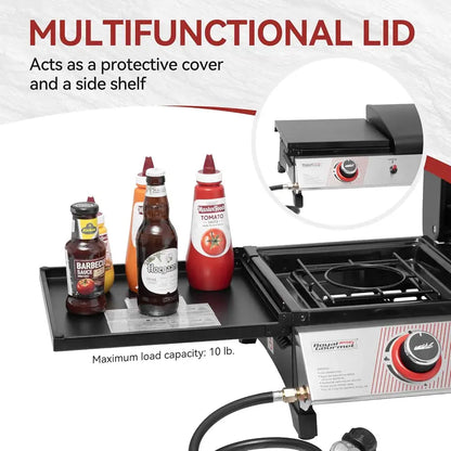 Royal Gourmet PD1305H 3-Burner Propane Grill & Griddle Combo  Lid-Integrated 3-in-1 Cooking Station