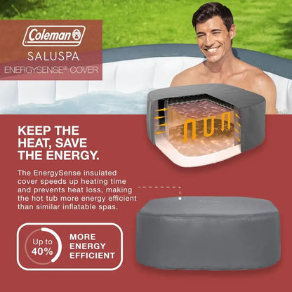 Coleman SaluSpa Atlantis Square Inflatable Hot Tub  46 Person, 140 AirJets, Insulated Cover, Portable Spa Experience