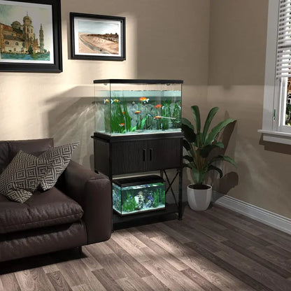 GDLF Metal Aquarium Stand for 20 Gallon Tanks with Cabinet Storage, 28.7″ L