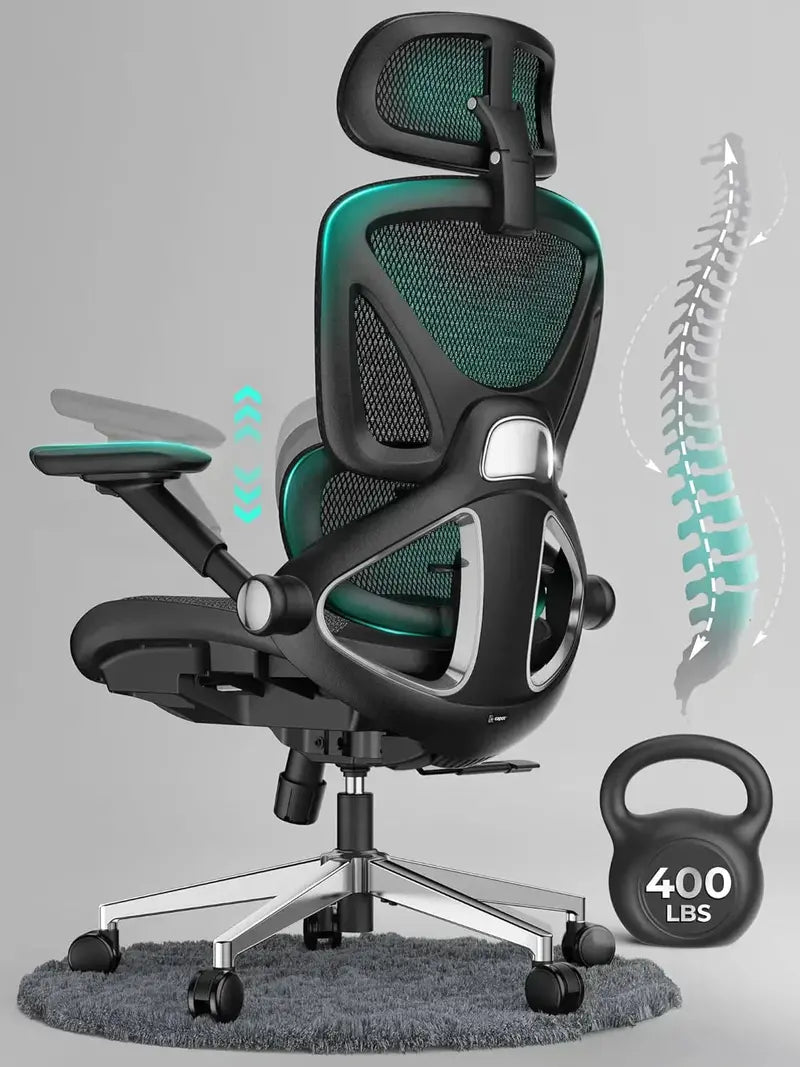 Ergonomic High-Back Mesh Office Chair with Adjustable Lumbar Support  400 lb Capacity