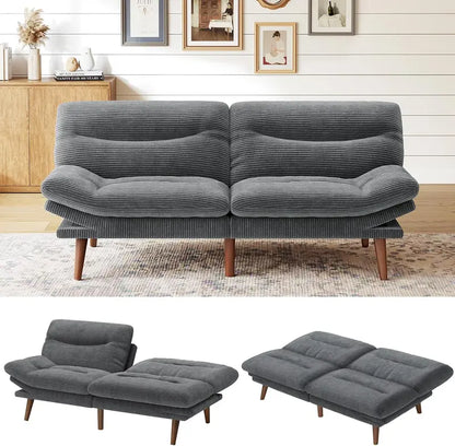 Adjustable Futon Sofa Bed  Modular Backrests & Armrests, Converts Effortlessly to a Sleeper Couch