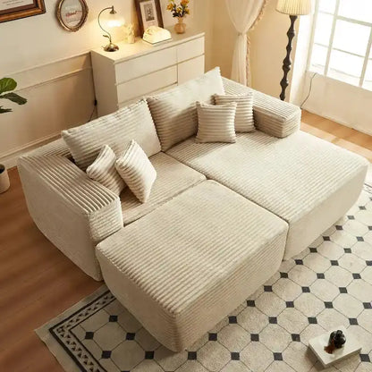 Contemporary Plush L-Shaped Sectional Sofa  Modular Couch with Detachable Ottoman by HOOOWOOO