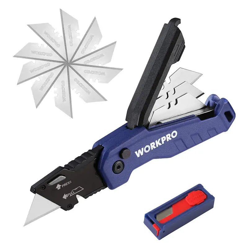 WORKPRO Quick-Change Folding Utility Knife  Includes 13 Replacement Blades