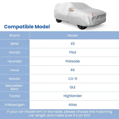 SUV-Specific Car Cover  200-Inch Heavy-Duty Rain, Sun & UV Shield for BMW, Honda, Lexus & Mercedes-Benz