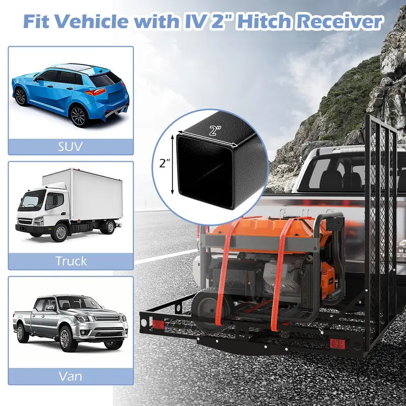 Hitch-Mounted Wheelchair and Scooter Carrier with Integrated Loading Ramp