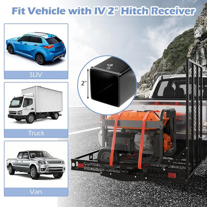 Hitch-Mounted Wheelchair and Scooter Carrier with Integrated Loading Ramp