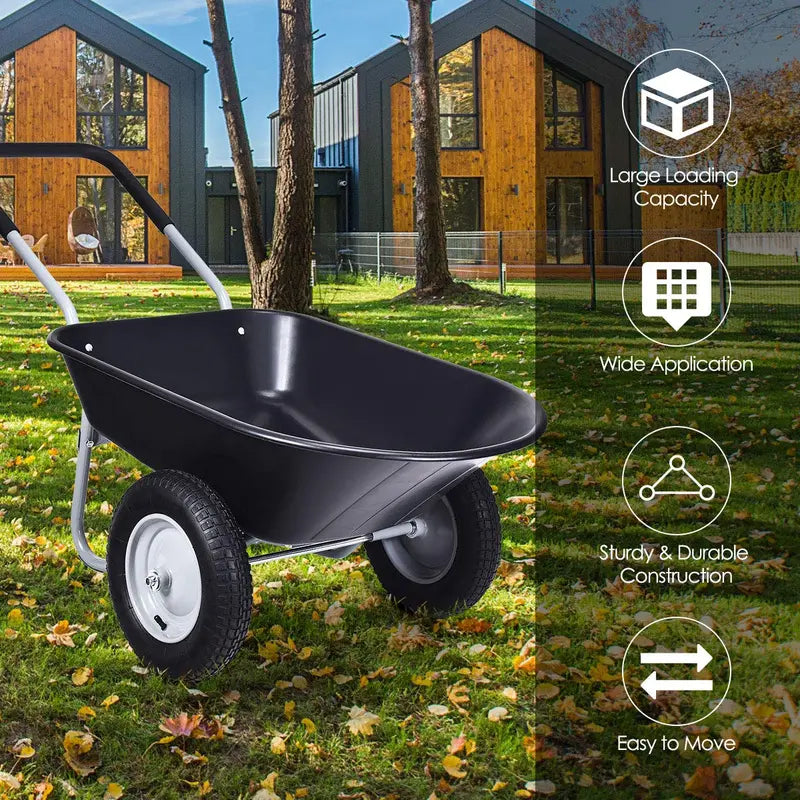 Dual-Wheel Heavy-Duty Garden Utility Cart  330-Pound Capacity All-Terrain Wheelbarrow