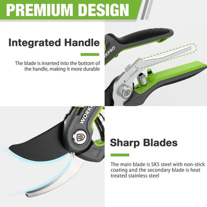 WORKPRO 8-Inch Bypass Pruning Shears & 6.25-Inch Straight Garden Scissors  2-Piece Set
