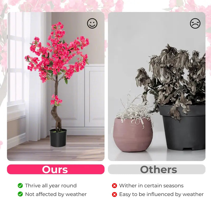 Lifelike Artificial Plum Blossom Tree  41″ Silk Floral Display with 92 Blooms & Realistic Trunk
