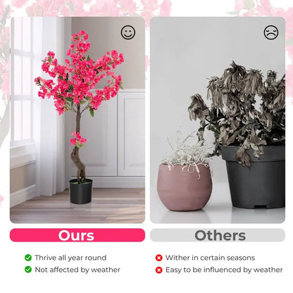 Lifelike Artificial Plum Blossom Tree  41″ Silk Floral Display with 92 Blooms & Realistic Trunk