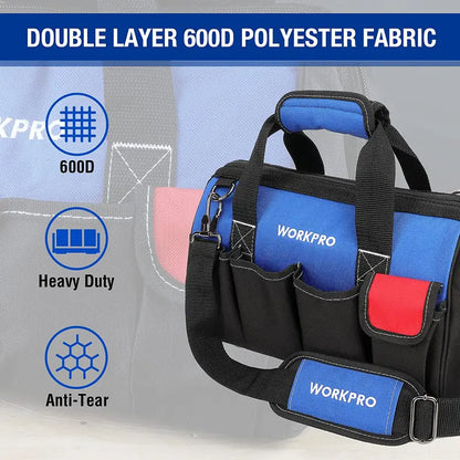 WORKPRO 14″ Multi-Pocket Tool Bag with Adjustable Shoulder Strap