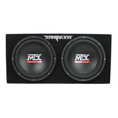 MTX TNE212D 12-Inch 1200W Dual-Subwoofer Enclosure with 1500W Amplifier and Power Capacitor