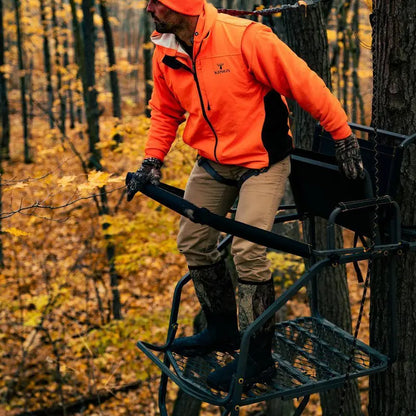 RIVERS EDGE Jumbo Jack Ladder Stand RE658  Adjustable Shooting Rail, Large Platform, Mesh Seat