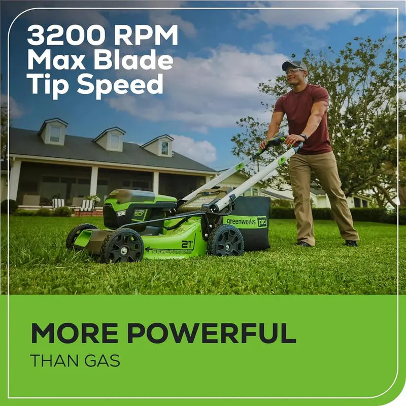 60V Cordless 21-Inch Self-Propelled Lawn Mower  Includes Two 4.0Ah Batteries & Dual-Port Rapid Charger
