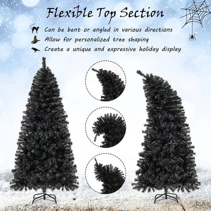 6-Foot Pre-Lit Black Halloween Tree  Flexible-Top Artificial Tree with Festive Gothic Appeal