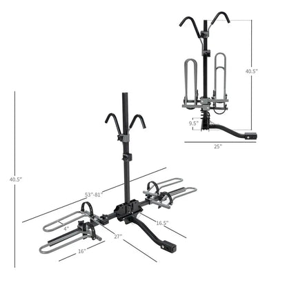 Hitch-Mount Bike Carrier  Folding 2-Bike Platform Rack Compatible with Mountain & Hybrid Bikes