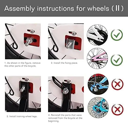 DDJKCZ Bike Training Wheels for 12-20 Inch Single Speed Bicycles  Pink, Flash Mute Big Wheel Compatible