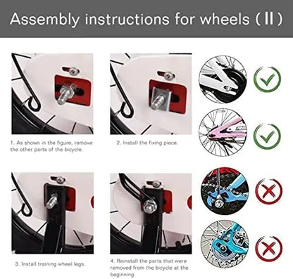 DDJKCZ Bike Training Wheels for 12-20 Inch Single Speed Bicycles  Pink, Flash Mute Big Wheel Compatible