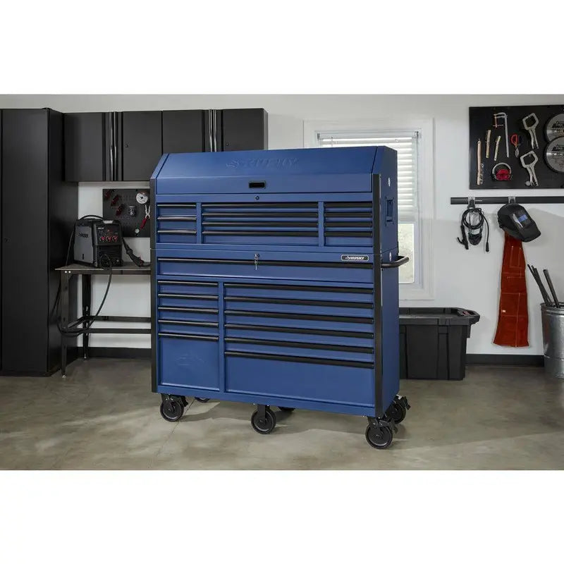 Heavy-Duty Tool Storage Cabinet  56 in W x 22 in D, 23-Drawer Matte Blue Rolling Trolley