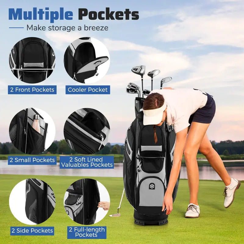 Lightweight Molded Golf Bag with 14-Way Full-Length Club Dividers