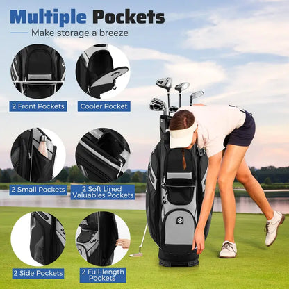 Lightweight Molded Golf Bag with 14-Way Full-Length Club Dividers