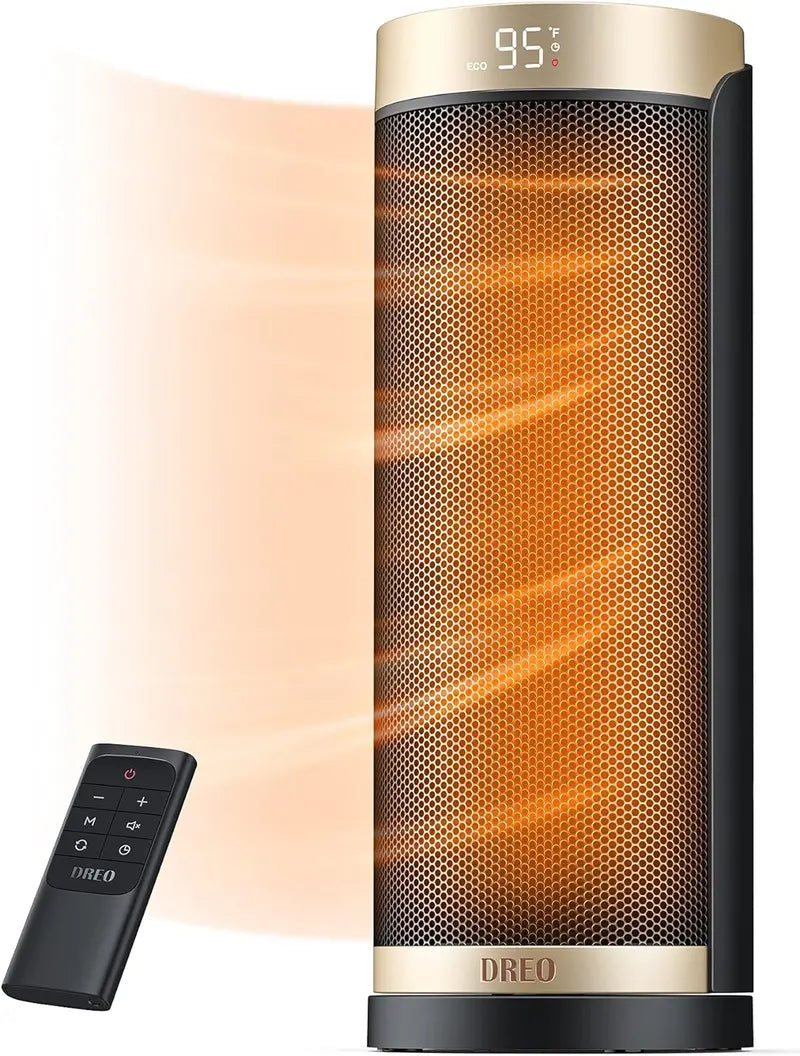 Dreo Portable 1500W Space Heater | 70° Oscillating PTC Heater with 8 Safety Protections, 5 Modes, Remote Control, 12H Timer & Ultra-Quiet Operation