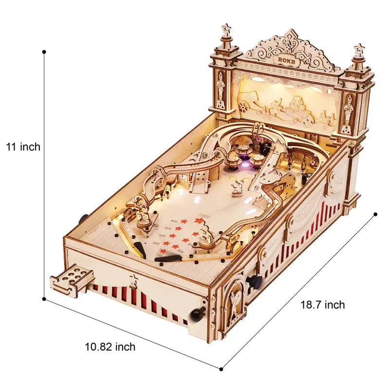 ROKR 3D Puzzle 3D Pinball Machine ,Retro Games Marble Run,Birthday Gift for Adult Kid,482 Pcs