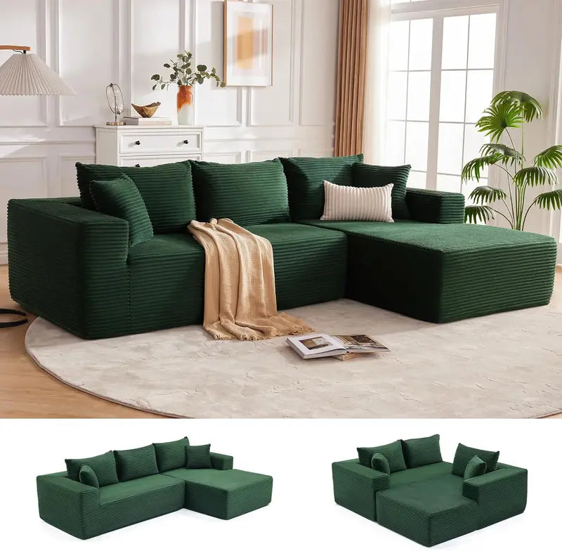 110-Inch Boneless Modular Sectional Sofa  Soft Cloud-Inspired Design with Generous Deep Seating for Living Rooms