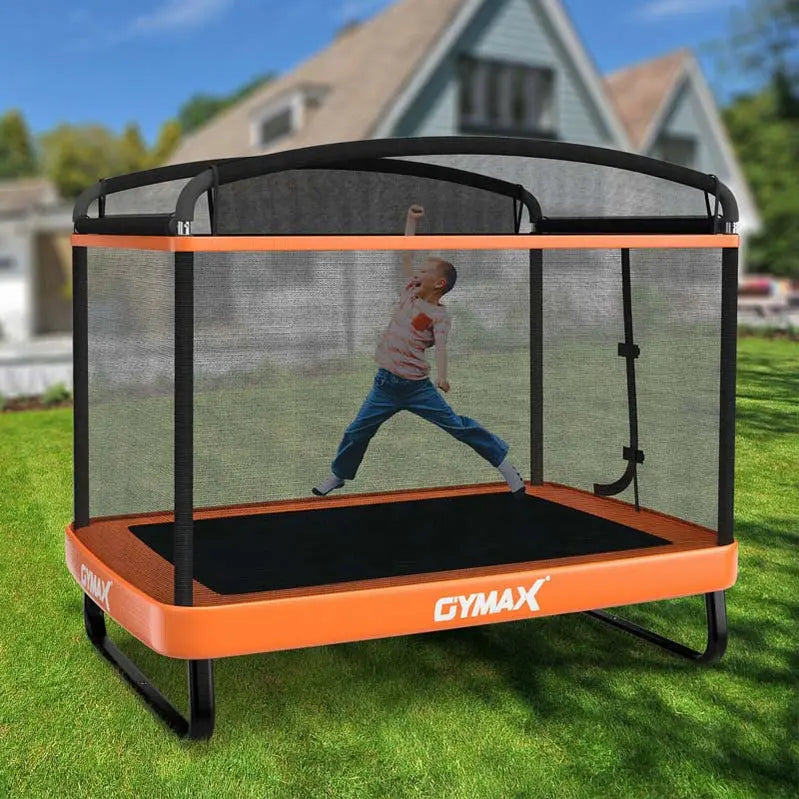 6-Foot Kids’ Trampoline with Enclosed Safety Net, Swing Set, and ASTM-Certified Rectangular Design for Ages 38