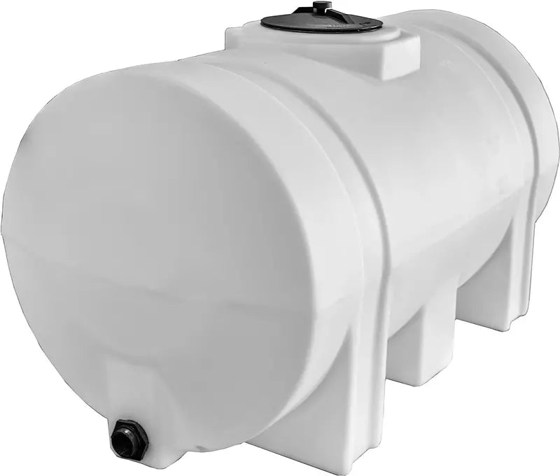 Horizontal Polyethylene Water Storage Tank  550-Gallon Reservoir with Support Legs, USA-Made, Corrosion-Resistant