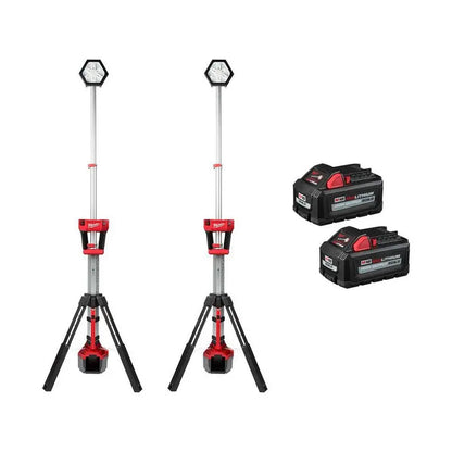 M18 18V Lithium-Ion Cordless Tower Lights with 2 High Output 6.0Ah Batteries