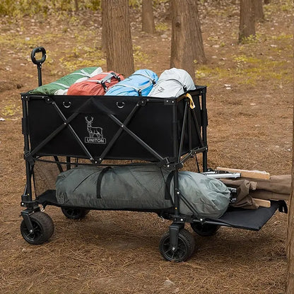 54″ Sports Utility Wagon  600 lb Capacity Collapsible Double-Decker Cart with Oversized Wheels