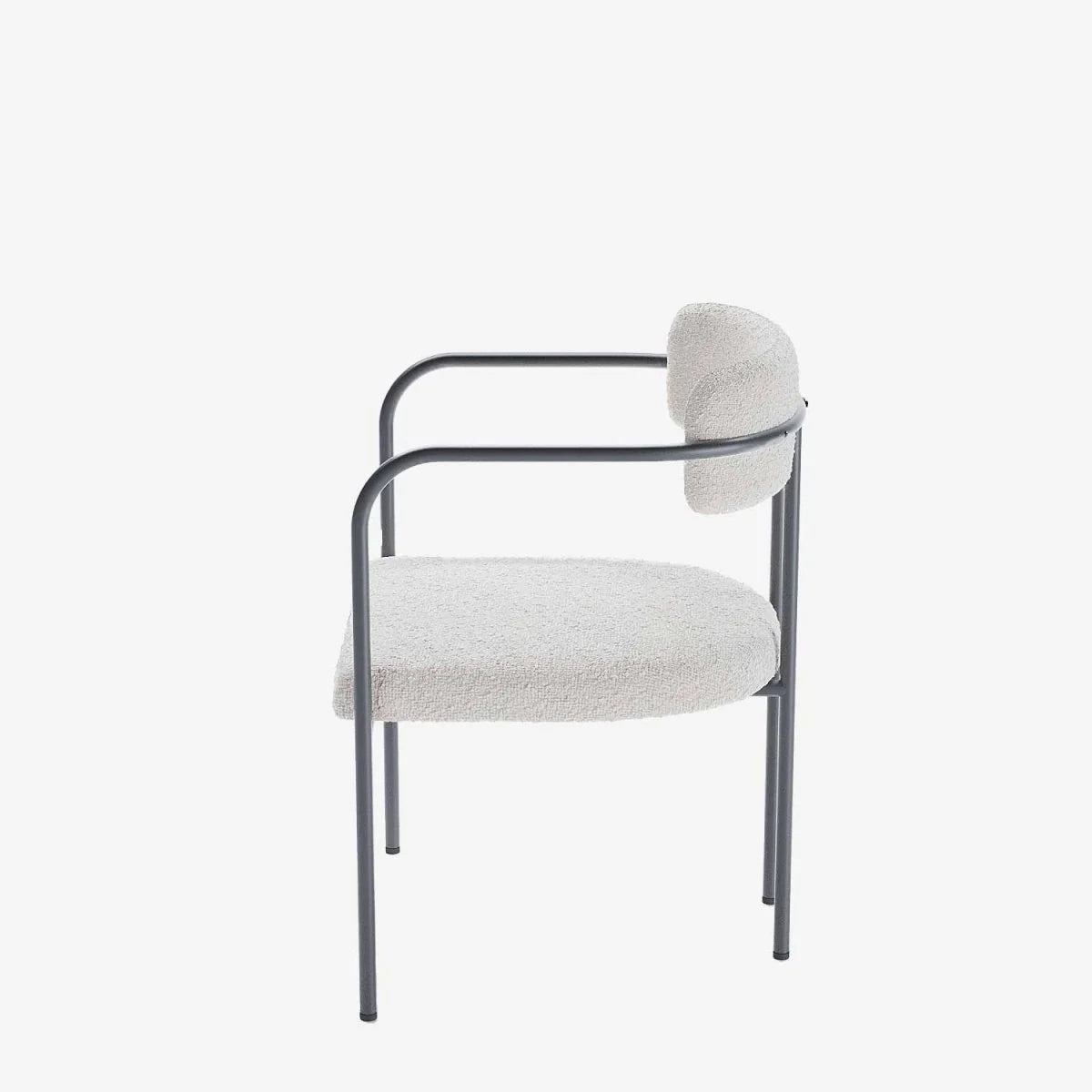 Chaise de salle   manger tapiss e avec accoudoirs bouclette blanche Barbara
