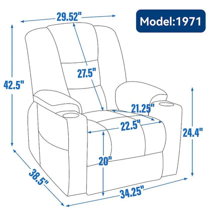 Electric Power Lift Recliner with Massage, Heat, USB-C Ports, and Dual Steel Cup Holders