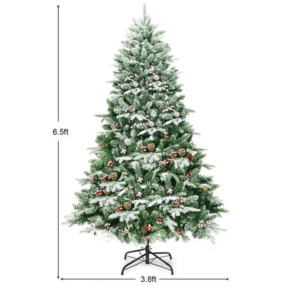 6.5-Foot Snow-Flocked Artificial Christmas Tree  Full-Bodied Faux Pine with Frosted Finish